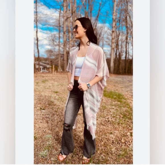 DAISY FUENTES Struped Long Kimono One Size - Picture 6 of 7